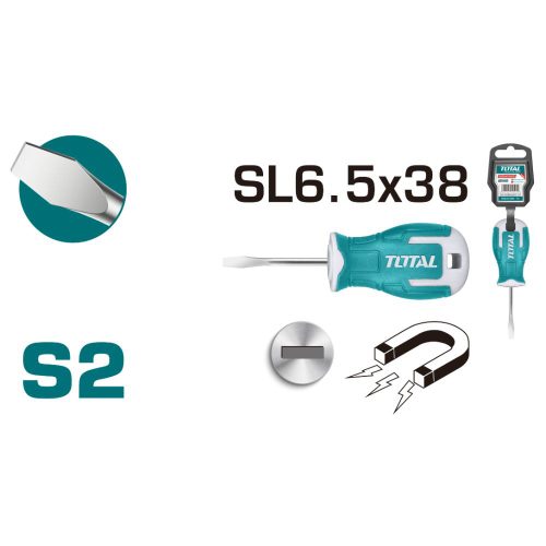Отвертка права намагнетизирана SL 6.5 x 38 мм TOTAL THT266038
