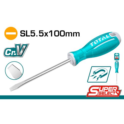 Отвертка права намагнетизирана SL 5.5 x 100 мм TOTAL TSDRSSL5100
